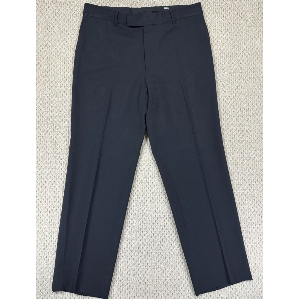 Hugo Boss Pants Mens 35x31 Black James Brown Wool Flat Front Dress Slacks US